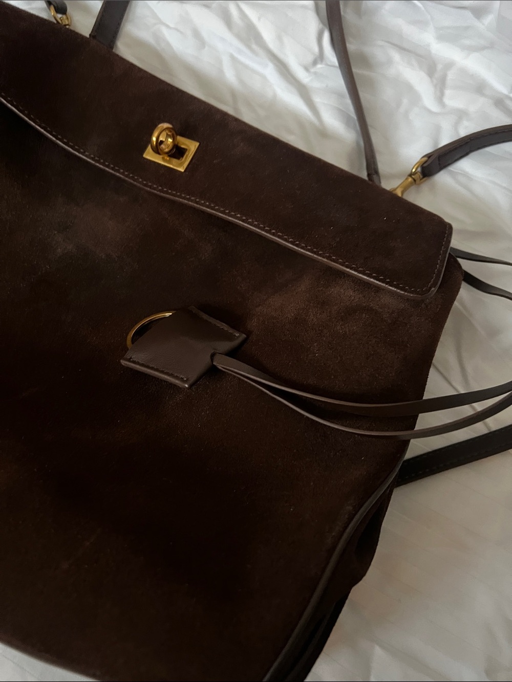Etsy Classic Dark Brown Suede Top-Handle Bag - Picture 4 of 9
